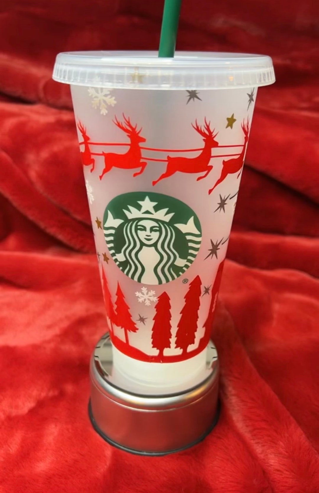 Santa Clause Cold Cup Reusable Cold Cup Starbucks Cold Etsy