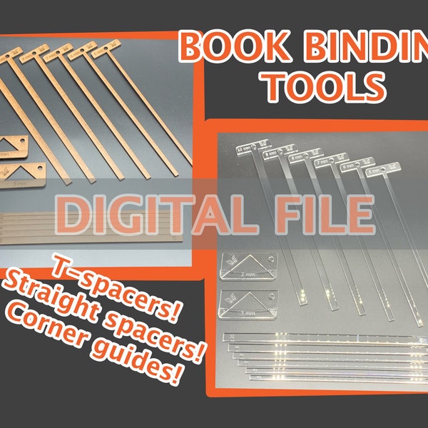 Set of Book Binding tools for making Covers (METRIC) | DIGITAL File *for lasers* | SVG File | Book covers | Book binding | Cover spacers