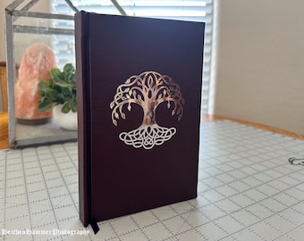 Handmade Leather Journal | Blank Leather Journal | Leather Journal | Silver Foil Leather Journal | Tree of Life | Handmade Journal | 160 Pg