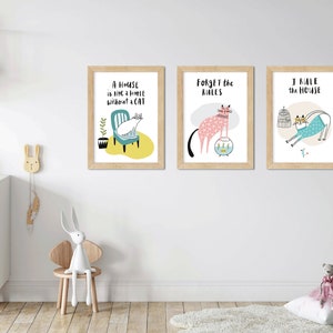 Set 4 cat posters