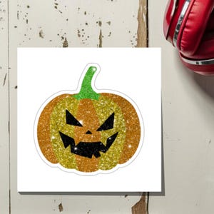 Halloween Pumpkin Sticker, Creepy Cute, Glitter Pumpkin, Spooky Season, Pumpkin Patch, Vinyl Kiss Cut Sticker, Notebook, Dark Bookish decor