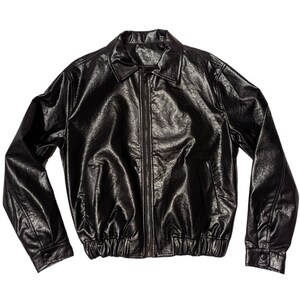 Unisex Vegan Leather Bomber Jacket, Black