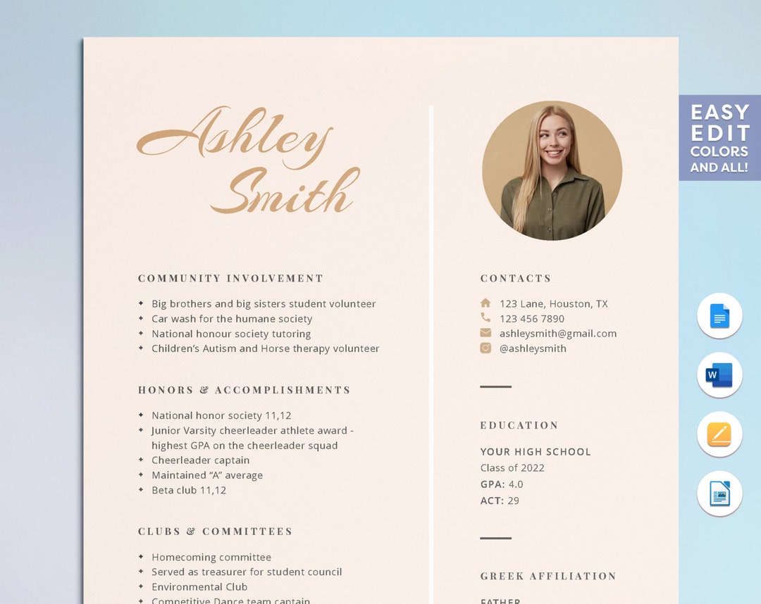 Sorority Resume Template With Photo - Il 1080xN.4034461648 Iapu 