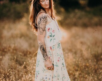 Vintage Floral Two-Piece Skirt Set