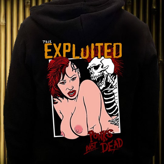 New DTG printed Hoodie EXPLOITED- Punks Not Dead