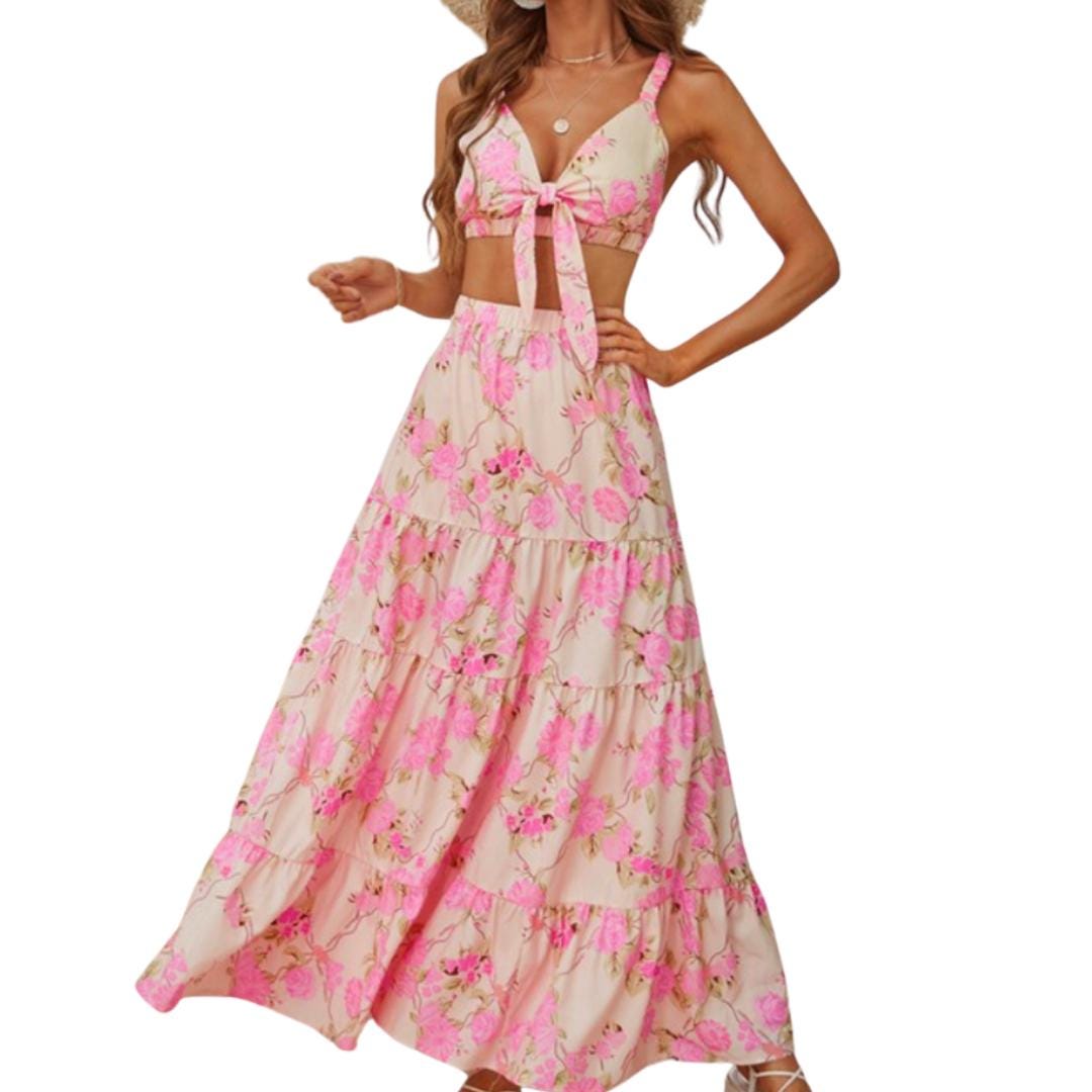 Kawaii Bohemian Floral Maxi Skirt Summer Retro Romantic main image 0