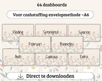 64 dashboards for cash stuffing A6 format, A6 budget binder, digital download, budgeting, saving, saving method, euro, savings challenge