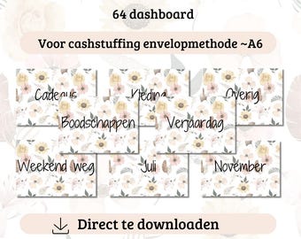 64 dashboards for cash stuffing A6 format, A6 budget binder, digital download, budgeting, saving, saving method, euro, savings challenge