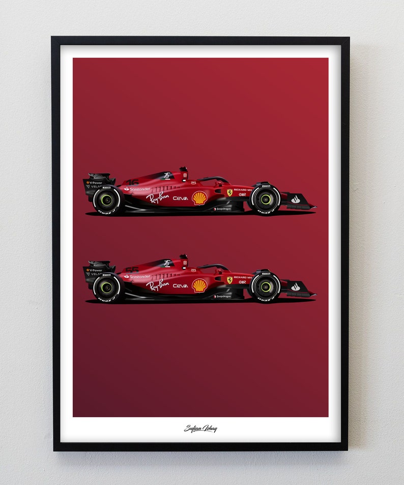 Scuderia Ferrari F1-75 2022 Affiche Charles Leclerc Carlos Sainz F1 2022 Tirages image 9