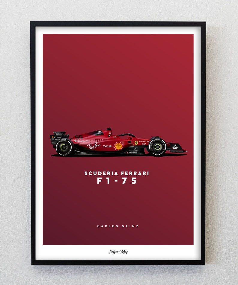 Scuderia Ferrari F1-75 2022 Affiche Charles Leclerc Carlos Sainz F1 2022 Tirages image 6