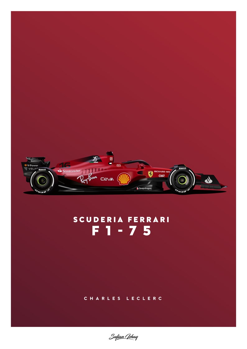 Scuderia Ferrari F1-75 2022 Affiche Charles Leclerc Carlos Sainz F1 2022 Tirages image 4