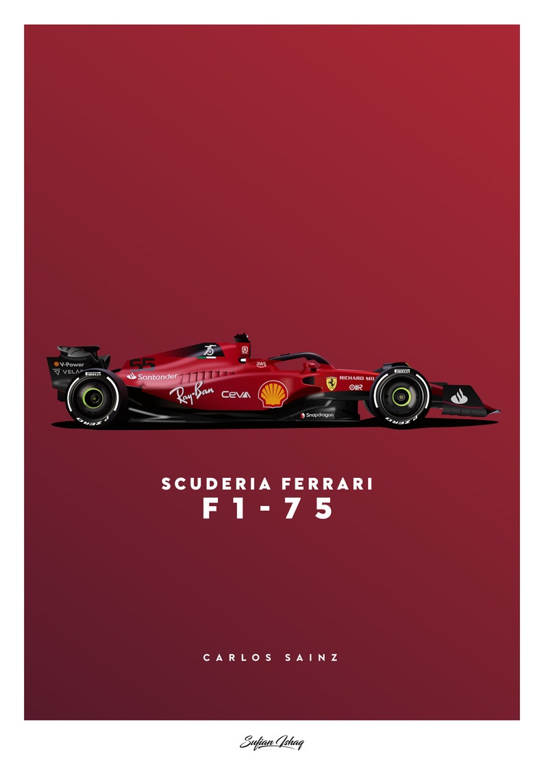 Scuderia Ferrari F1-75 2022 Affiche Charles Leclerc Carlos Sainz F1 2022 Tirages image 7