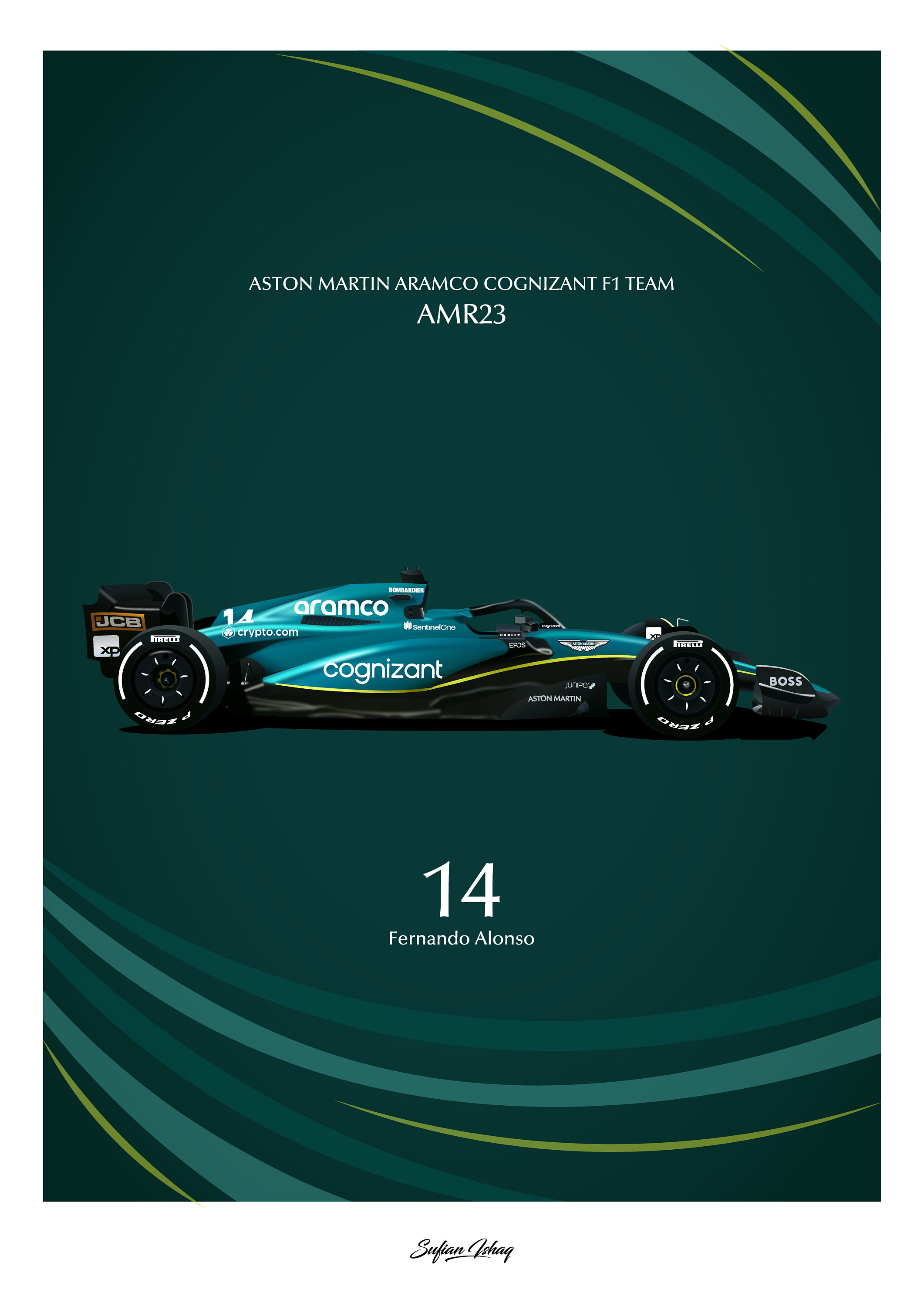 Aston Martin Aramco Cognizant F1 2023 Fernando Alonso Limited Edition Poster