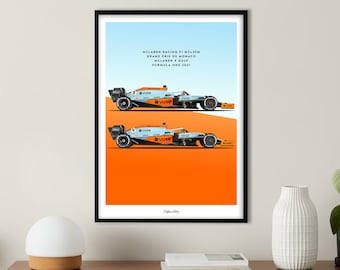 McLaren x Gulf | Monaco Grand Prix 2021 | Daniel Ricciardo | Lando Norris | F1 2021 Prints