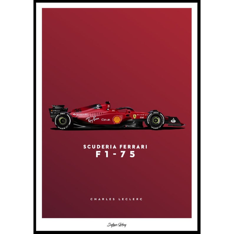 Scuderia Ferrari F1-75 2022 Affiche Charles Leclerc Carlos Sainz F1 2022 Tirages Charles Leclerc