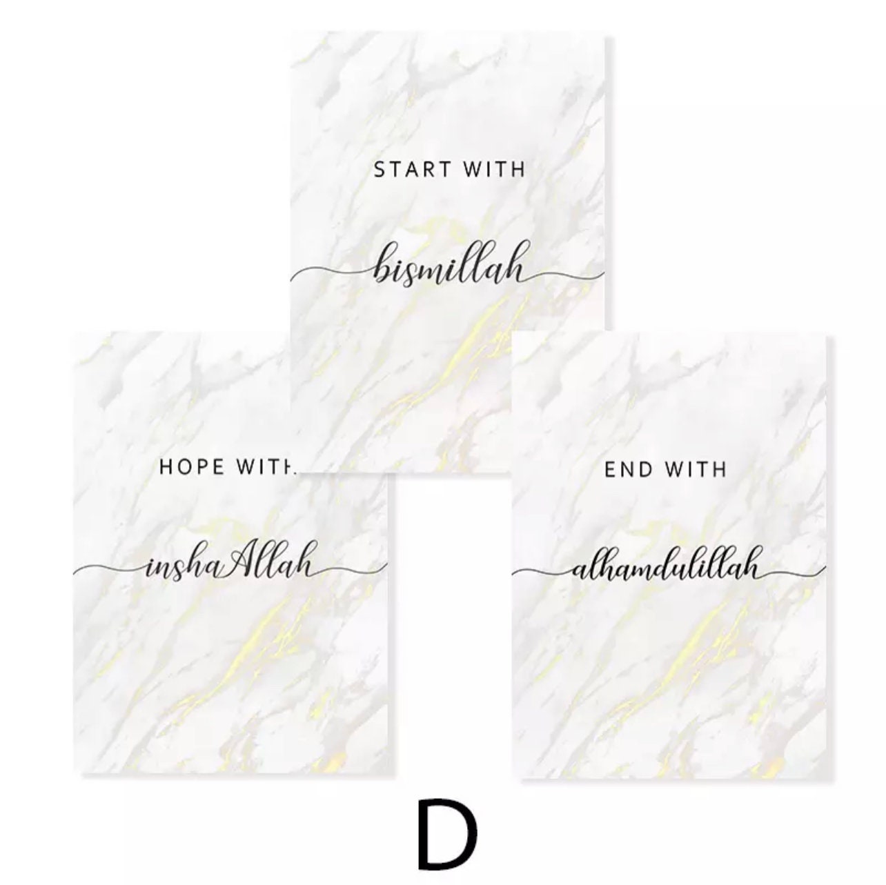 Islamic Wall Art Black on Gold Marble Bismillah Modern Canvas Etsy UK