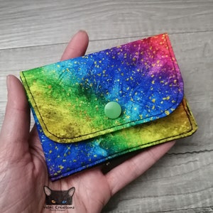 Petit Porte feuille, Porte Cartes, Petite Pochette, Pochette Fierté, porte cartes Arc-en-ciel, tissu, coton 100%, fait à la main, handmade