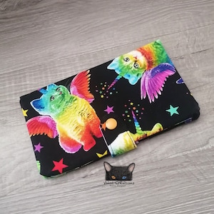 Grand Porte feuille, Porte Cartes, Grand Portefeuille, Porte feuille Chats, Chats, Porte Cartes, tissu, coton 100%, fait à la main, handmade