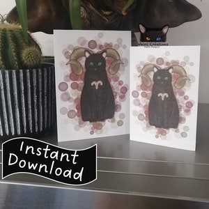 Aries, Aries Digital card, Digital card, Zodiac sign, zodiac signs, Happy Birthday, Happy Birthday, instant download, download, Cat