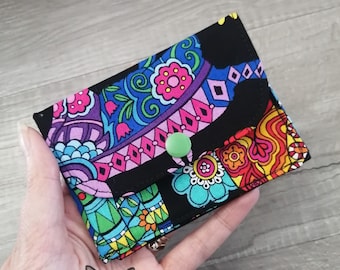 Small Wallet, Small Card Holder, Small Pouch, Pouch Cat, Cats, Colorfull Cats, Fabric, Tissu, 100% cotton, handmade