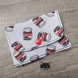 Petit Porte feuille, Porte Cartes, Petite Pochette, Pochette Chocolat, Porte Cartes d'affaires, tissu, coton 100%, fait à la main, handmade