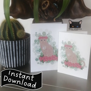 Virgem, Virgem, cartão digital, cartão digital, signo do zodíaco, signos do zodíaco, feliz aniversário, feliz aniversário, download instantâneo, download, gato