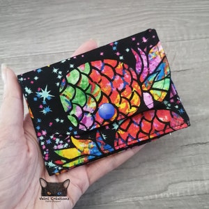 Petit Porte feuille, Porte Cartes, Petite Pochette, Pochette Ananas, Porte Cartes d'affaires, tissu, coton 100%, fait à la main, handmade