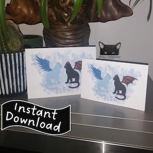 Gémeau, Gemini, Carte digitale, Digital card, Signe zodiac, zodiac signs, Bonne Fête, Happy Birthday, instant download, téléchargement, Cat