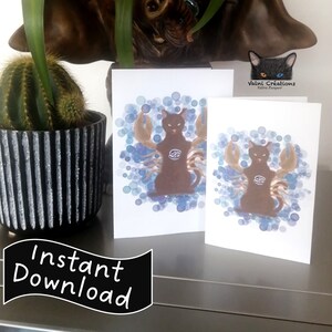 Cancer, Carte digitale, Digital card, Signe zodiac, zodiac signs, Bonne Fête, Happy Birthday, instant download, téléchargement, Cat, Chat