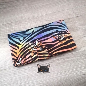Grand Porte feuille, Porte Cartes, Grand Portefeuille, Porte feuille Tigre, Porte Cartes, tissu, coton 100%, fait à la main, handmade