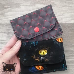 Monedero pequeño, Tarjetero, Bolsito, Bolsito Dragón, Tarjetero, Dragón, tela, 100% algodón, hecho a mano