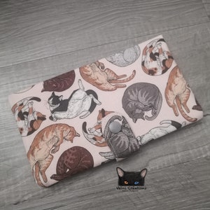Grand Porte feuille, Porte Cartes, Grand Portefeuille, Porte feuille Chats, Chats, Porte Cartes, tissu, coton 100%, fait à la main, handmade