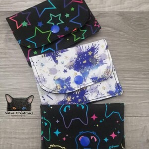 Petit Porte feuille, Porte Cartes, Petite Pochette, Pochette Étoiles, Porte Cartes d'affaires, tissu, coton 100%, fait à la main, handmade