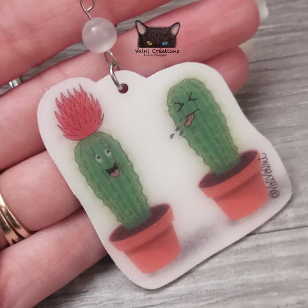 Cactus Jalousie, Plante, Fleur, Jealousy Cactus, Fait main, Handmade, porte-clés, keychains, Valni