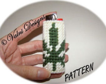 Plastic Canvas Pattern, Plastic Canvas, Template, Lighter Case, Lighter Cover, Pot Leaf, Pot Leave, PDF file