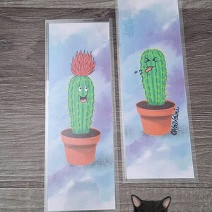 Marque Page, Signet, Paquet de 2, Cactus, Humoristique, Plante, Fleur, Carton, Plastifié, fait à la main