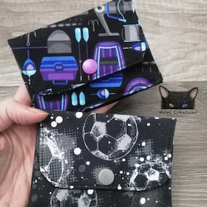 Petit Porte feuille, Porte Cartes, Petite Pochette, Pochette Soccer, Pêche, Porte Cartes d'affaires, tissu, coton 100%, fait à la main,
