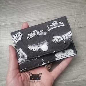 Petit Porte feuille, Porte Cartes, Petite Pochette, Pochette Couronnes, Porte Cartes d'affaires, tissu, coton 100%, fait à la main, handmade