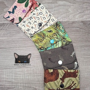 Petit Porte feuille, Porte Cartes, Petite Pochette, Poisson , Paon, Forêt, Jeux, Porte Cartes d'affaires, tissu, coton 100%, fait à la main,