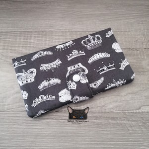 Grand Porte feuille, Porte Cartes, Grand Portefeuille, Porte feuille Couronne, Couronnes, tissu, coton 100%, fait à la main, handmade