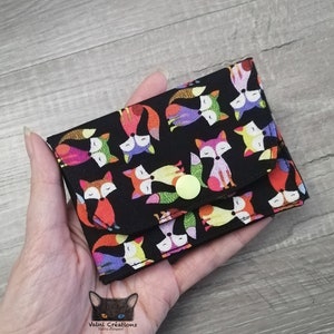 Petit Porte feuille, Porte Cartes, Petite Pochette, Pochette Renard, Porte Cartes d'affaires, tissu, coton 100%, fait à la main, handmade