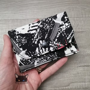 Cartera pequeña, tarjetero, bolsita pequeña, bolsita de terror, tarjetero de visita, tela, algodón 100%, hecho a mano, hecho a mano