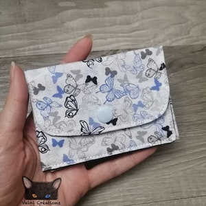 Petit Porte feuille, Porte Cartes, Petite Pochette, Pochette, Porte Cartes d'affaires, Papillon, tissu, coton 100%, fait à la main, handmade