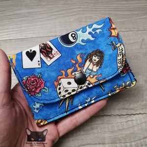 Petit Porte feuille, Porte Cartes, Petite Pochette, Pochette tatouage, Porte Cartes d'affaires, tissu, coton 100%, fait à la main, handmade
