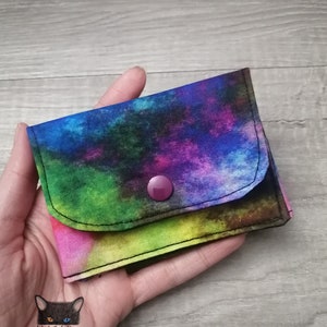 Petit Porte feuille, Porte Cartes, Petite Pochette, Pochette nuages, porte cartes Arc-en-ciel, tissu, coton 100%, fait à la main, handmade