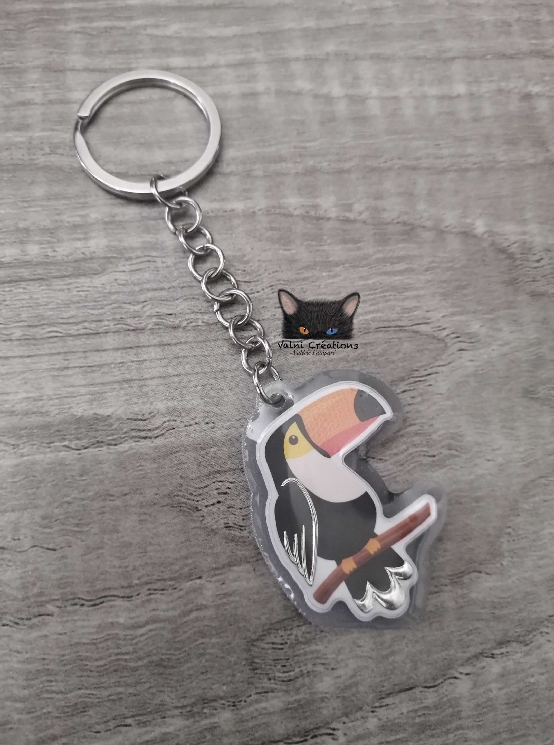 Porte-clés Pendentif En Forme De Toucan - Métal Argenté - Neuf Avec étiquettes - Marque Onwomania