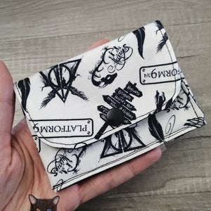 Petit Porte feuille, porte monnais, porte carte, Card Holder, Magie, Sorcier, Magicien, tissu, coton, fait à la main, handmade