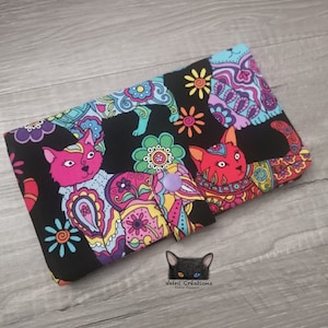 Grand Porte feuille, Porte Cartes, Grand Portefeuille, Porte feuille Chats, Chats, Porte Cartes, tissu, coton 100%, fait à la main, handmade
