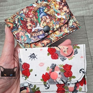 Petit Porte feuille, Porte Cartes, Petite Pochette, Femme Forte, Porte Cartes Femme Forte, tissu, coton 100%, fait à la main,