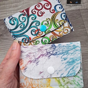 Petit Porte feuille, Porte Cartes, Petite Pochette, Pochette Colorée, porte cartes Arc-en-ciel, tissu, coton 100%, fait à la main